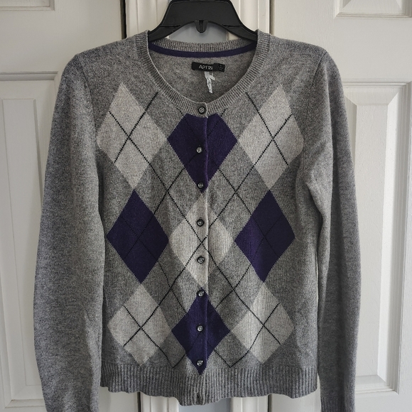 Apt. 9 Sweaters - Apt 9 Cashmere Argyle Grey And Purple Sweater M